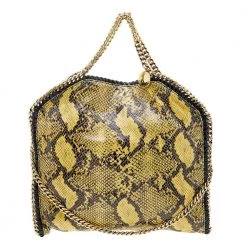 Stella McCartney Yellow/Black Python Effect Faux Leather Falabella Tote For Women