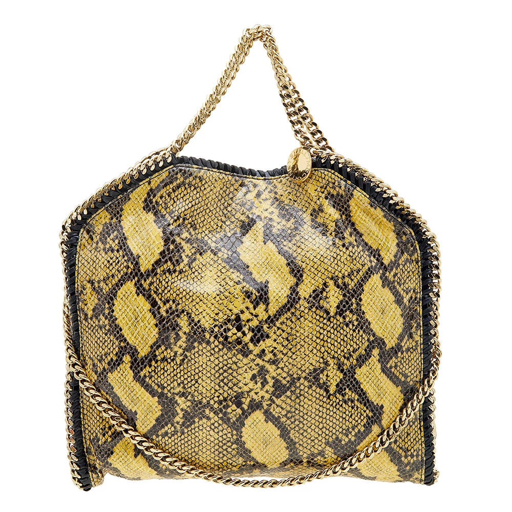 Stella McCartney Yellow/Black Python Effect Faux Leather Falabella Tote For Women 3 Stella McCartney Yellow/Black Python Effect Faux Leather Falabella Tote For Women