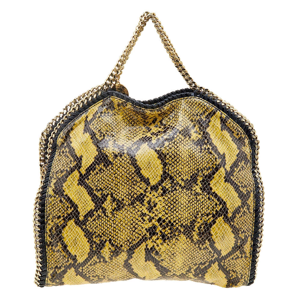Stella McCartney Yellow/Black Python Effect Faux Leather Falabella Tote For Women 6 Stella McCartney Yellow/Black Python Effect Faux Leather Falabella Tote For Women - Image 4