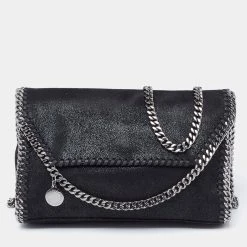 Stella McCartney Black Faux Leather Mini Falabella Crossbody Bag For Women