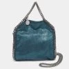 Stella McCartney Metallic Teal Faux Leather Tiny Falabella Shoulder Bag For Women