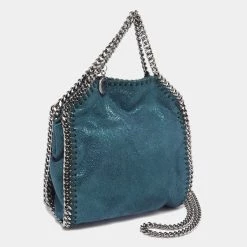 Stella McCartney Metallic Teal Faux Leather Tiny Falabella Shoulder Bag For Women -Stella McCartney Sales luxury women stella mccartney used handbags p623144 004