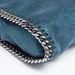 Stella McCartney Metallic Teal Faux Leather Tiny Falabella Shoulder Bag For Women -Stella McCartney Sales luxury women stella mccartney used handbags p623144 007