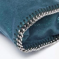 Stella McCartney Metallic Teal Faux Leather Tiny Falabella Shoulder Bag For Women -Stella McCartney Sales luxury women stella mccartney used handbags p623144 008