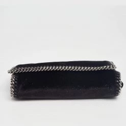 Stella McCartney Black Glitter Velvet Falabella Crossbody Bag For Women -Stella McCartney Sales luxury women stella mccartney used handbags p625395 009