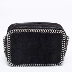 Stella McCartney Black Faux Leather Falabella Camera Bag For Women -Stella McCartney Sales luxury women stella mccartney used handbags p631018 007