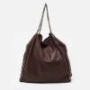 Stella McCartney Dark Brown Faux Leather Falabella Bag For Women -Stella McCartney Sales luxury women stella mccartney used handbags p631033 009