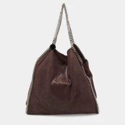 Stella McCartney Dark Brown Faux Leather Falabella Bag For Women -Stella McCartney Sales luxury women stella mccartney used handbags p631033 015