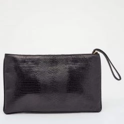 Stella McCartney Black Faux Lizard Embossed Leather Crystal Embellished Wristlet Clutch For Women 16 Stella McCartney Black Faux Lizard Embossed Leather Crystal Embellished Wristlet Clutch For Women -Stella McCartney Sales luxury women stella mccartney used handbags p633901 005