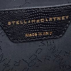 Stella McCartney Black Faux Lizard Embossed Leather Crystal Embellished Wristlet Clutch For Women 20 Stella McCartney Black Faux Lizard Embossed Leather Crystal Embellished Wristlet Clutch For Women -Stella McCartney Sales luxury women stella mccartney used handbags p633901 010