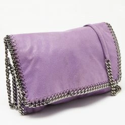 Stella McCartney Purple Faux Suede Falabella Flap Shoulder Bag For Women -Stella McCartney Sales luxury women stella mccartney used handbags p637895 013