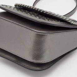 Stella McCartney Metallic Grey Woven Faux Leather Falabella Box Shoulder Bag For Women -Stella McCartney Sales luxury women stella mccartney used handbags p638465 002