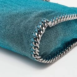 Stella McCartney Metallic Blue Shimmer Fabric Falabella Tote For Women -Stella McCartney Sales luxury women stella mccartney used handbags p640541 002