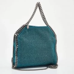 Stella McCartney Metallic Blue Shimmer Fabric Falabella Tote For Women -Stella McCartney Sales luxury women stella mccartney used handbags p640541 005