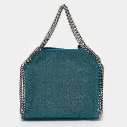 Stella McCartney Metallic Blue Shimmer Fabric Falabella Tote For Women -Stella McCartney Sales luxury women stella mccartney used handbags p640541 008