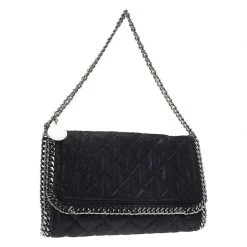 Stella McCartney Black Quilted Faux Leather Falabella Shaggy Deer Flap Bag For Women 19 Stella McCartney Black Quilted Faux Leather Falabella Shaggy Deer Flap Bag For Women -Stella McCartney Sales luxury women stella mccartney used handbags p64118 003