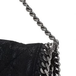 Stella McCartney Black Quilted Faux Leather Falabella Shaggy Deer Flap Bag For Women 23 Stella McCartney Black Quilted Faux Leather Falabella Shaggy Deer Flap Bag For Women -Stella McCartney Sales luxury women stella mccartney used handbags p64118 007
