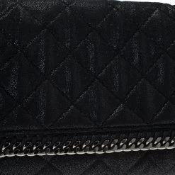 Stella McCartney Black Quilted Faux Leather Falabella Shaggy Deer Flap Bag For Women 24 Stella McCartney Black Quilted Faux Leather Falabella Shaggy Deer Flap Bag For Women -Stella McCartney Sales luxury women stella mccartney used handbags p64118 008