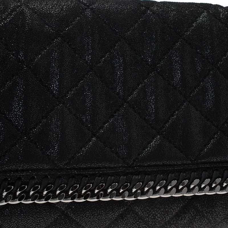 Stella McCartney Black Quilted Faux Leather Falabella Shaggy Deer Flap Bag For Women 10 Stella McCartney Black Quilted Faux Leather Falabella Shaggy Deer Flap Bag For Women - Image 8