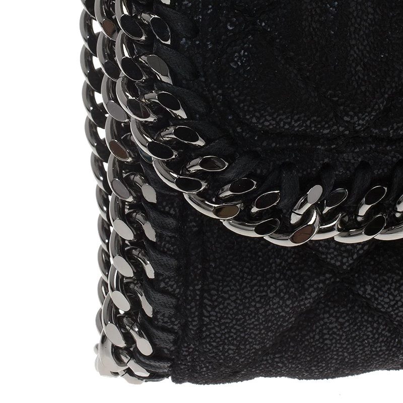 Stella McCartney Black Quilted Faux Leather Falabella Shaggy Deer Flap Bag For Women 11 Stella McCartney Black Quilted Faux Leather Falabella Shaggy Deer Flap Bag For Women - Image 9