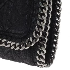 Stella McCartney Black Quilted Faux Leather Falabella Shaggy Deer Flap Bag For Women 26 Stella McCartney Black Quilted Faux Leather Falabella Shaggy Deer Flap Bag For Women -Stella McCartney Sales luxury women stella mccartney used handbags p64118 010