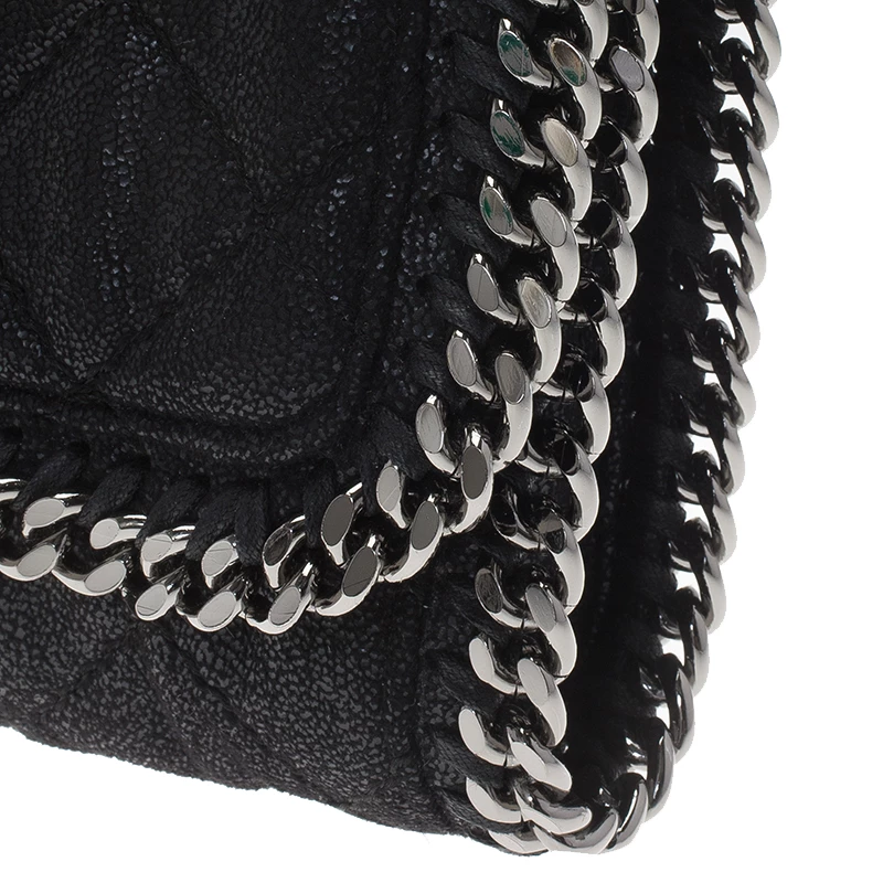 Stella McCartney Black Quilted Faux Leather Falabella Shaggy Deer Flap Bag For Women 12 Stella McCartney Black Quilted Faux Leather Falabella Shaggy Deer Flap Bag For Women - Image 10