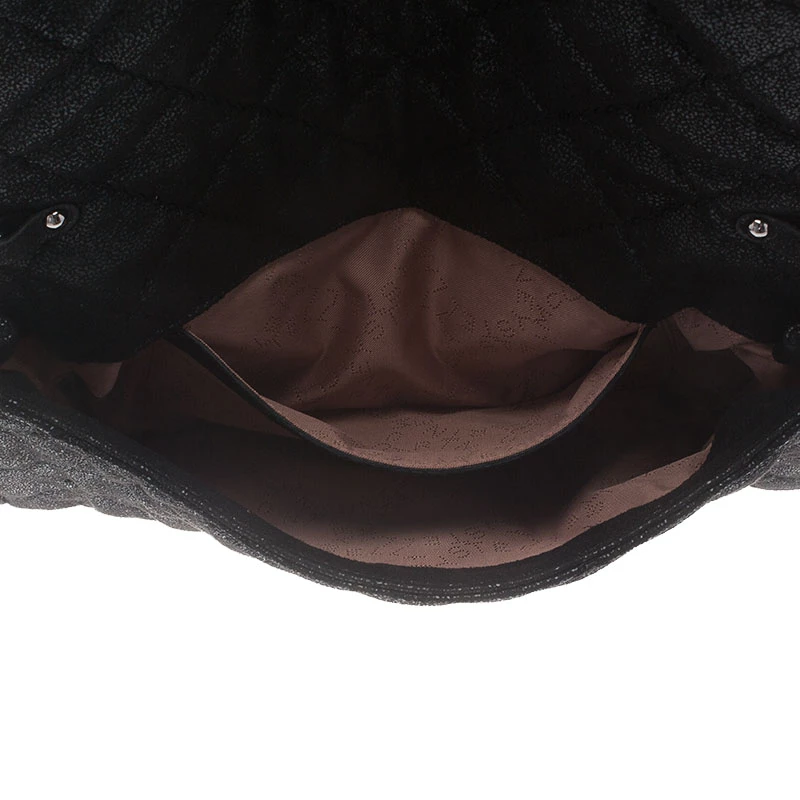 Stella McCartney Black Quilted Faux Leather Falabella Shaggy Deer Flap Bag For Women 15 Stella McCartney Black Quilted Faux Leather Falabella Shaggy Deer Flap Bag For Women - Image 13