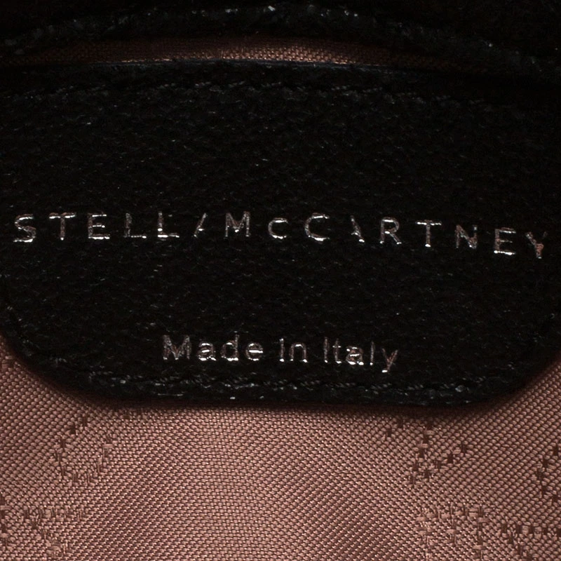 Stella McCartney Black Quilted Faux Leather Falabella Shaggy Deer Flap Bag For Women 16 Stella McCartney Black Quilted Faux Leather Falabella Shaggy Deer Flap Bag For Women - Image 14