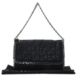 Stella McCartney Black Quilted Faux Leather Falabella Shaggy Deer Flap Bag For Women 31 Stella McCartney Black Quilted Faux Leather Falabella Shaggy Deer Flap Bag For Women -Stella McCartney Sales luxury women stella mccartney used handbags p64118 015