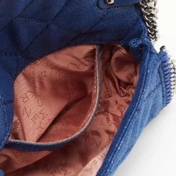 Stella McCartney Blue Quilted Faux Suede Falabella Flap Shoulder Bag For Women -Stella McCartney Sales luxury women stella mccartney used handbags p645172 002