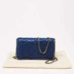 Stella McCartney Blue Quilted Faux Suede Falabella Flap Shoulder Bag For Women -Stella McCartney Sales luxury women stella mccartney used handbags p645172 004