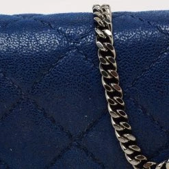Stella McCartney Blue Quilted Faux Suede Falabella Flap Shoulder Bag For Women -Stella McCartney Sales luxury women stella mccartney used handbags p645172 005