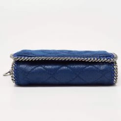 Stella McCartney Blue Quilted Faux Suede Falabella Flap Shoulder Bag For Women -Stella McCartney Sales luxury women stella mccartney used handbags p645172 009