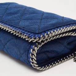 Stella McCartney Blue Quilted Faux Suede Falabella Flap Shoulder Bag For Women -Stella McCartney Sales luxury women stella mccartney used handbags p645172 011