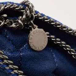 Stella McCartney Blue Quilted Faux Suede Falabella Flap Shoulder Bag For Women -Stella McCartney Sales luxury women stella mccartney used handbags p645172 012