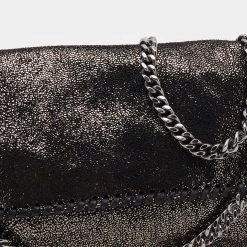 Stella McCartney Metallic Black Faux Leather Mini Falabella Crossbody Bag For Women -Stella McCartney Sales luxury women stella mccartney used handbags p645465 009