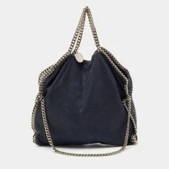 Stella McCartney Navy Blue Faux Leather Small Falabella Tote For Women