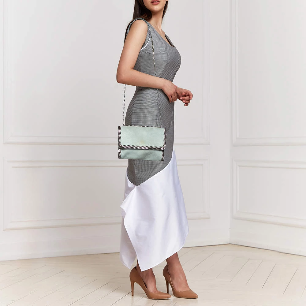 Stella McCartney Grey Faux Suede Falabella Flap Shoulder Bag For Women 4 Stella McCartney Grey Faux Suede Falabella Flap Shoulder Bag For Women - Image 2