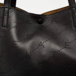 Stella McCartney Black Logo Perforated Faux Leather Tote For Women -Stella McCartney Sales luxury women stella mccartney used handbags p647901 009
