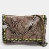 Stella McCartney Brown/Neon Green Faux Snakeskin Leather Falabella Crossbody Bag For Women -Stella McCartney Sales luxury women stella mccartney used handbags p648660 002