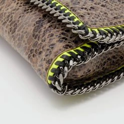 Stella McCartney Brown/Neon Green Faux Snakeskin Leather Falabella Crossbody Bag For Women -Stella McCartney Sales luxury women stella mccartney used handbags p648660 004