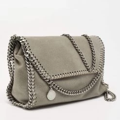Stella McCartney Grey Faux Leather Falabella Flap Shoulder Bag For Women -Stella McCartney Sales luxury women stella mccartney used handbags p650319 005