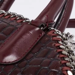 Stella McCartney Burgundy Faux Leather Falabella Box Top Handle Bag For Women -Stella McCartney Sales luxury women stella mccartney used handbags p654795 010