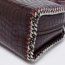 Stella McCartney Burgundy Faux Leather Falabella Box Top Handle Bag For Women -Stella McCartney Sales luxury women stella mccartney used handbags p654795 011