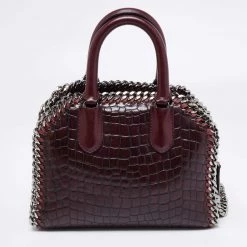 Stella McCartney Burgundy Faux Leather Falabella Box Top Handle Bag For Women -Stella McCartney Sales luxury women stella mccartney used handbags p654795 014