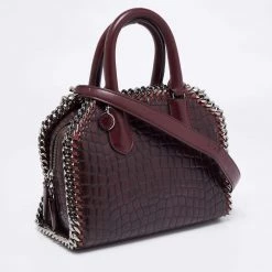 Stella McCartney Burgundy Faux Leather Falabella Box Top Handle Bag For Women -Stella McCartney Sales luxury women stella mccartney used handbags p654795 016