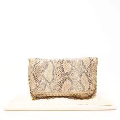 Stella McCartney Beige Faux Python Effect Leather Falabella Slim Clutch For Women -Stella McCartney Sales luxury women stella mccartney used handbags p657578 004