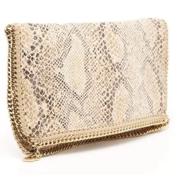 Stella McCartney Beige Faux Python Effect Leather Falabella Slim Clutch For Women -Stella McCartney Sales luxury women stella mccartney used handbags p657578 007