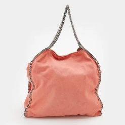 Stella McCartney Coral Orange Faux Suede Large Falabella Tote For Women -Stella McCartney Sales luxury women stella mccartney used handbags p657777 009