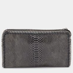 Stella McCartney Grey Python Embossed Falabella Clutch For Women -Stella McCartney Sales luxury women stella mccartney used handbags p658171 002